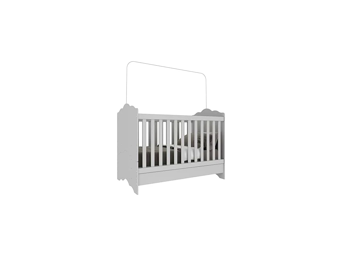 Multimóveis Berço Mini Cama 3 em 1 Grade Soft Padrão Americano Branco Premium