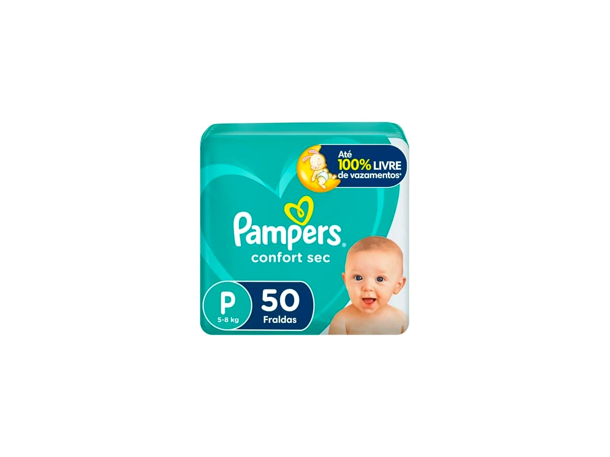 Pampers Confort Sec P, fralda aberta com fitas, pacote com 50 unidades