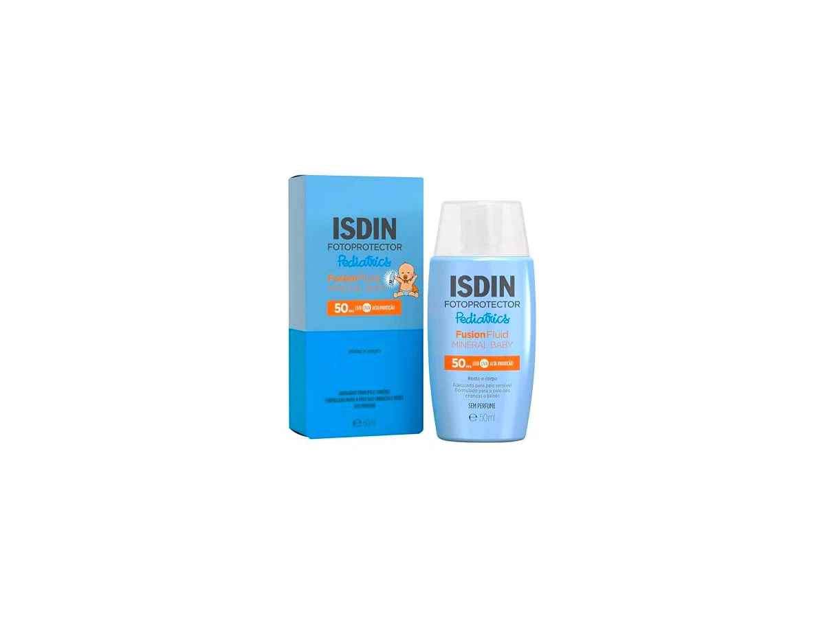 ISDIN Fotoprotector Pediatrics Fusion Fluid Mineral Baby FPS 50, 50 ml — versão Mineral Baby; não confundir com Gel Cream Pediatrics FPS 50 de 250 g